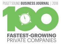 A Badge Logo of the Pudget Sound Business Journal Top 100 Fastest-Growing Private Companies 2018 List Maker